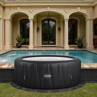 Inflatable Hot Tub with Massage Jets for 4-6 Persons – Quick Heating Eco Pump, Freeze Protection & Fast 15-Min Setup – Premium Portable Jacuzzi Spa – Hometotry