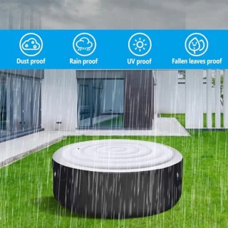 Round Inflatable Hot Tub Cover with Handle, 4.5ft Rainproof Insulated Hot Tub Lid for Outdoor Inflatable Round Hot Tub, Portable Hot Tub Cover for Round