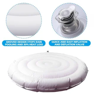 Round Inflatable Hot Tub Cover with Handle, 4.5ft Rainproof Insulated Hot Tub Lid for Outdoor Inflatable Round Hot Tub, Portable Hot Tub Cover for Round
