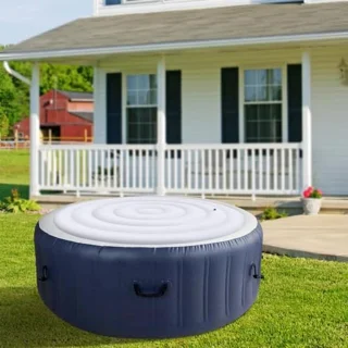 Round Inflatable Hot Tub Cover with Handle, 4.5ft Rainproof Insulated Hot Tub Lid for Outdoor Inflatable Round Hot Tub, Portable Hot Tub Cover for Round