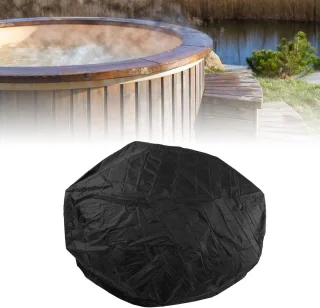 Opblaasbare Spa Hot Tub Cover Waterdicht 190 Zilver Polyester Taft - Ronde Bad 215x70cm Zwart