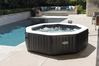 Intex PureSpa Jet & Bubble Deluxe Carbone + Aquatural Set Aroma Crystals + Wifi - 4 persoons