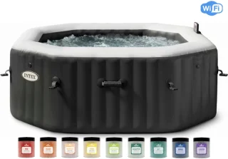 Intex PureSpa Jet & Bubble Deluxe Carbone + Aquatural Set Aroma Crystals + Wifi - 4 persoons