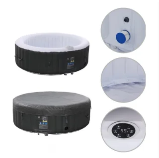 Jacuzzi Opblaasbaar Vierkant - Jacuzzi Opblaasbaar 4 Persoons Met 130 Massage Jets - Jacuzzi Spa Met Automatische Inflatie