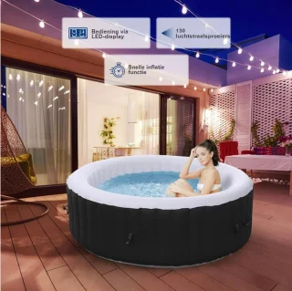 Jacuzzi Opblaasbaar Vierkant - Jacuzzi Opblaasbaar 4 Persoons Met 130 Massage Jets - Jacuzzi Spa Met Automatische Inflatie