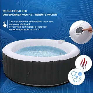 Jacuzzi Opblaasbaar Vierkant - Jacuzzi Opblaasbaar 4 Persoons Met 130 Massage Jets - Jacuzzi Spa Met Automatische Inflatie