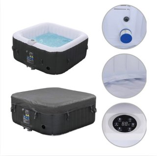 De Jacuzzi Opblaasbaar Vierkant - Jacuzzi Opblaasbaar 4 Persoons Met Automatische Inflatie - Jacuzzi Spa Met 100 Massage Jets in één oogopslag