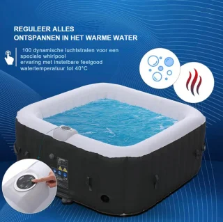 Jacuzzi Opblaasbaar Vierkant - Jacuzzi Opblaasbaar 4 Persoons Met Automatische Inflatie - Jacuzzi Spa Met 100 Massage Jets