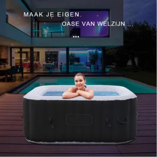 Jacuzzi Opblaasbaar Vierkant - Jacuzzi Opblaasbaar 4 Persoons Met Automatische Inflatie - Jacuzzi Spa Met 100 Massage Jets