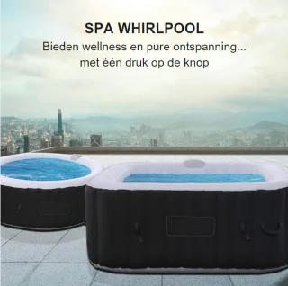 Jacuzzi Opblaasbaar Vierkant - Jacuzzi Opblaasbaar 4 Persoons Met Automatische Inflatie - Jacuzzi Spa Met 100 Massage Jets