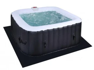Jacuzzi opblaasbaar-Opblaasbare Hottub-Inflatable Spa-4 a 6-Personen- Vierkant -Zwart-Inclusief Afdekzeil