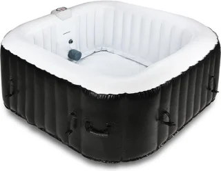 Jacuzzi opblaasbaar-Opblaasbare Hottub-Inflatable Spa-4 a 6-Personen- Vierkant -Zwart-Inclusief Afdekzeil