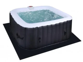 Jacuzzi opblaasbaar-Opblaasbare Hottub-Inflatable Spa-4 a 6-Personen- Vierkant -Zwart-Inclusief Afdekzeil