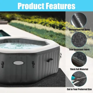 Antislip Waterdichte Bubbelbadmat - Herbruikbare Vloermat voor Zwembad en Bubbelbad, 188 x 183 cm