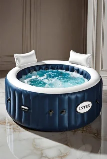 6-persoons Whirlpool opblaasbare Jacuzzi vierkant wit/blauw