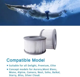 Aladdien vervangingsfilters voor opblaasbare hot tub, 6 stuks
