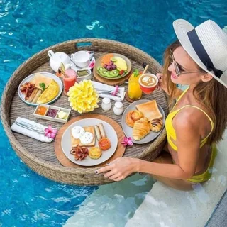 Alta Furniture Abrikoos Luxe Rattan Servicetafel