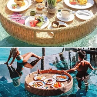 Alta Furniture Abrikoos Luxe Rattan Servicetafel