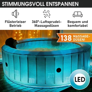 Alta Furniture Aurora Lux - 6 Persoons Rond Opblaasbaar Bubbelbad
