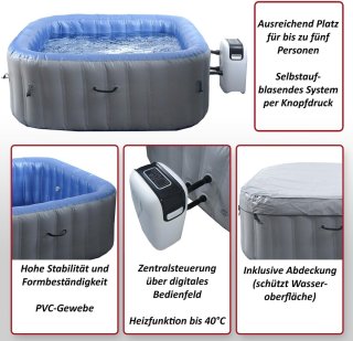 Wat vinden we goed aan de Alta Furniture Serenity Square Opblaasbare Jacuzzi 5-persoons