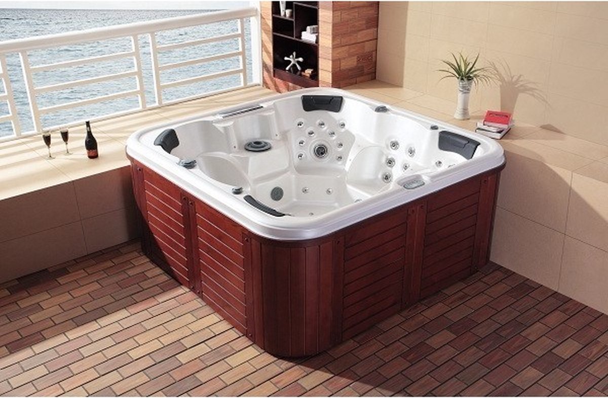 Aquila Outdoor Spa 5-Persoons 208x208 cm Wit/Rood