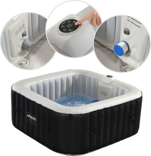 AREBOS Bubble Spa & Wellness Massage Whirlpool 4-persoons 600L vierkant