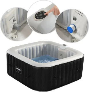 AREBOS Bubble Spa & Wellness Massage Whirlpool 4-persoons 600L vierkant