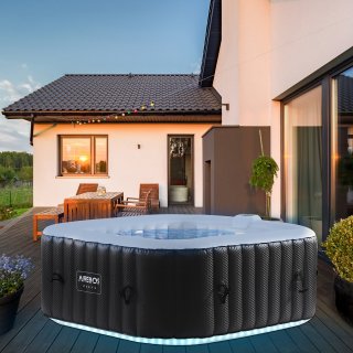 AREBOS Bubble Spa & Wellness Massage Whirlpool 4-persoons 600L vierkant