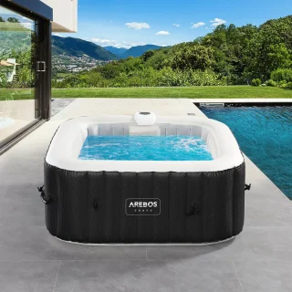 AREBOS Bubble Spa & Wellness Massage Whirlpool 4-persoons 600L vierkant