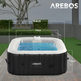 AREBOS Bubble Spa & Wellness Massage Whirlpool 4-persoons 600L vierkant
