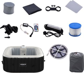 AREBOS Bubble Spa & Wellness Massage Whirlpool 4-persoons 600L vierkant