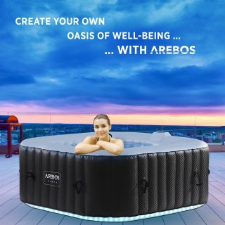 AREBOS Bubble Spa & Wellness Massage Whirlpool 4-persoons 600L vierkant