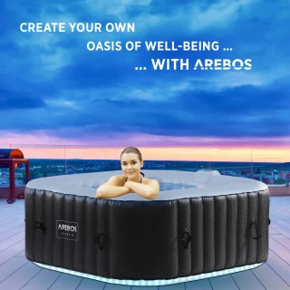 AREBOS Bubble Spa & Wellness Massage Whirlpool 4-persoons 600L vierkant