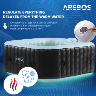 AREBOS Bubble Spa & Wellness Massage Whirlpool 4-persoons 600L vierkant