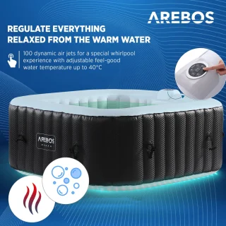 AREBOS Bubble Spa & Wellness Massage Whirlpool 4-persoons 600L vierkant