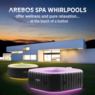 AREBOS Bubble Spa & Wellness Massage Whirlpool 4-persoons 600L vierkant