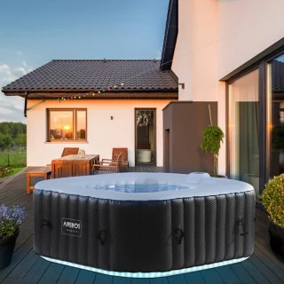 AREBOS Bubble Spa & Wellness Massage Whirlpool 4-persoons 600L vierkant