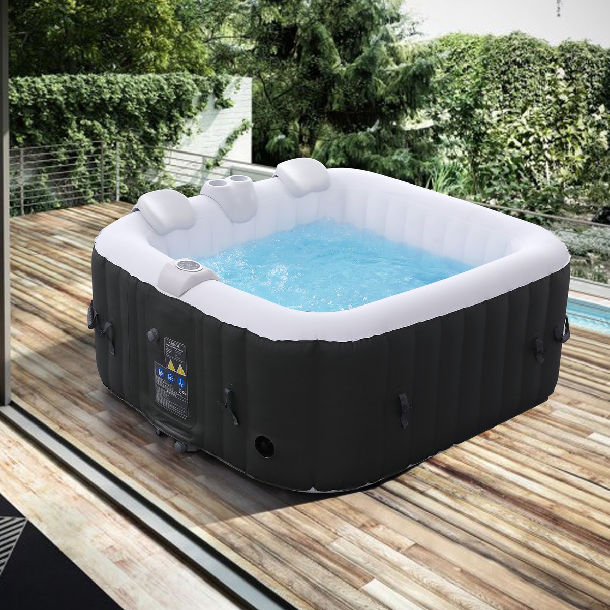 Arebos Opblaasbare Hottub 4 Persoons 154x154 cm 600L