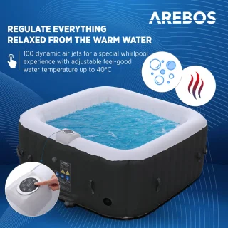 Arebos Opblaasbare Hottub 4 Persoons 154x154 cm 600L