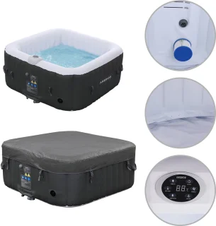 Arebos Opblaasbare Hottub 4 Persoons 154x154 cm 600L