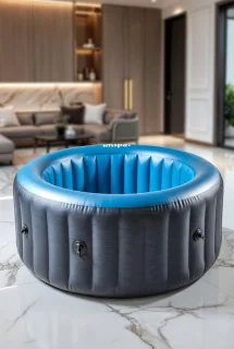 Bergen luxe opblaasbare Jacuzzi whirlpool voor 4-6 personen, rond Ø 204 cm blauw