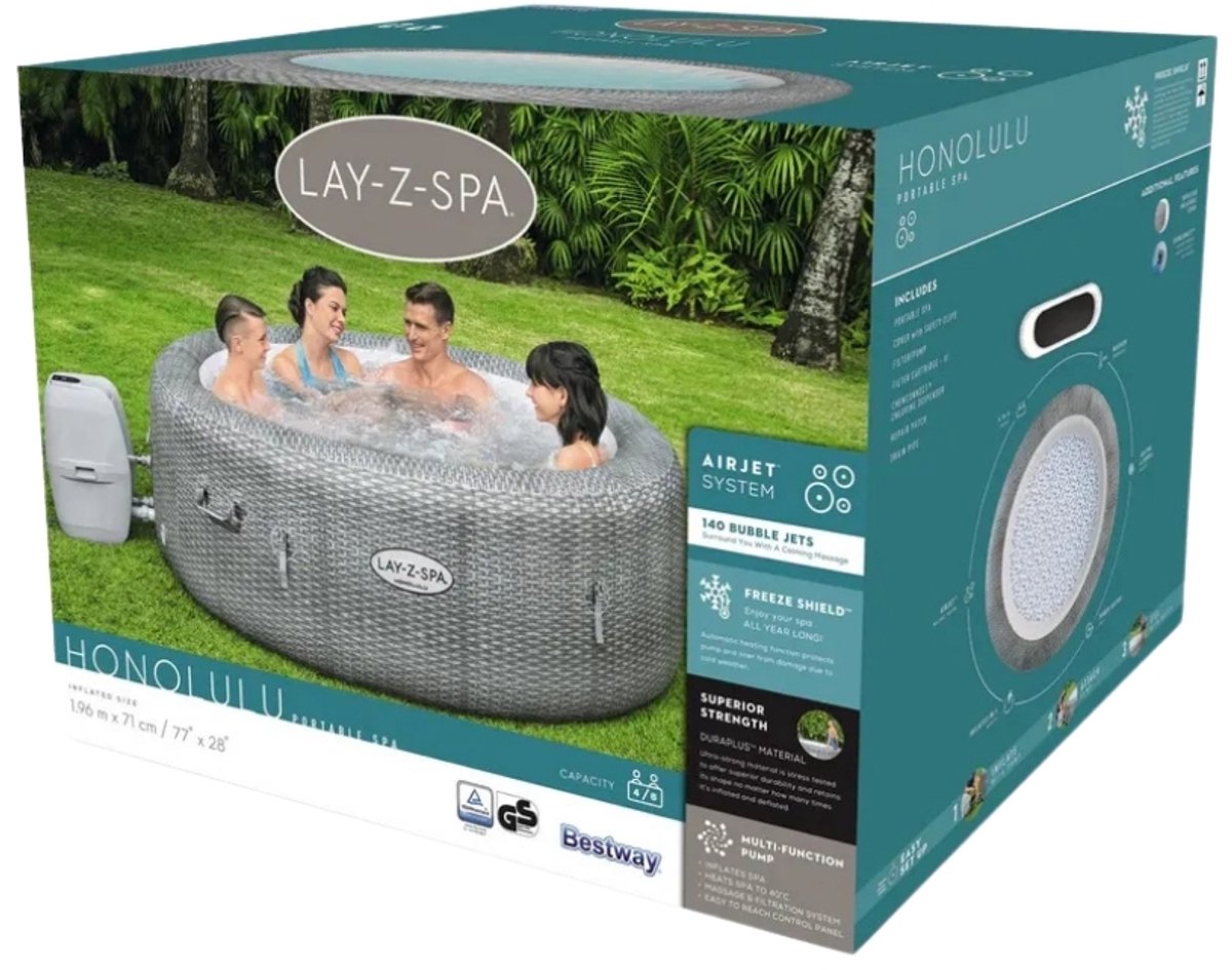 Bestway Lay-Z-Spa AirJet Honolulu Opblaasbare Spa Ø196x71 cm