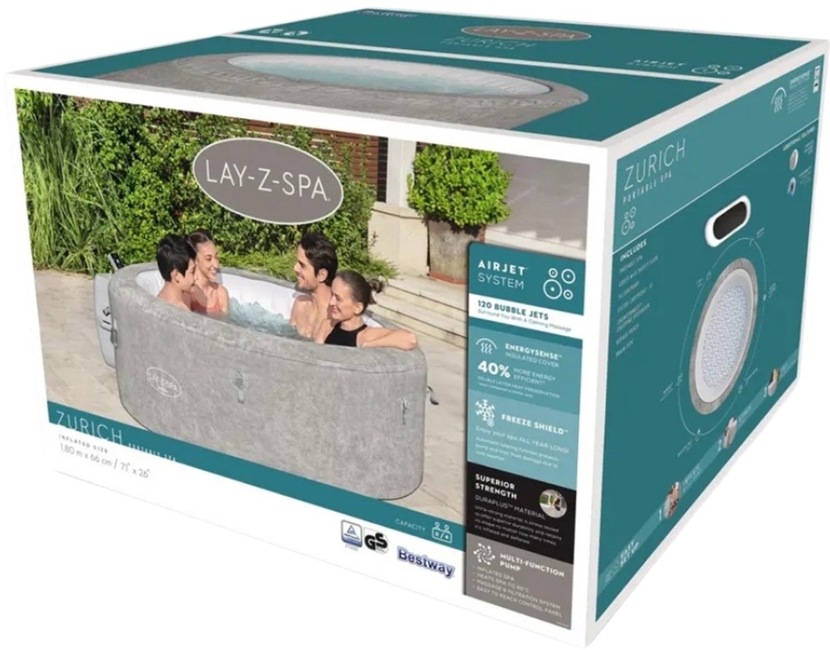 Bestway Lay-Z-Spa AirJet Zürich Opblaasbare Spa Ø180x71 cm