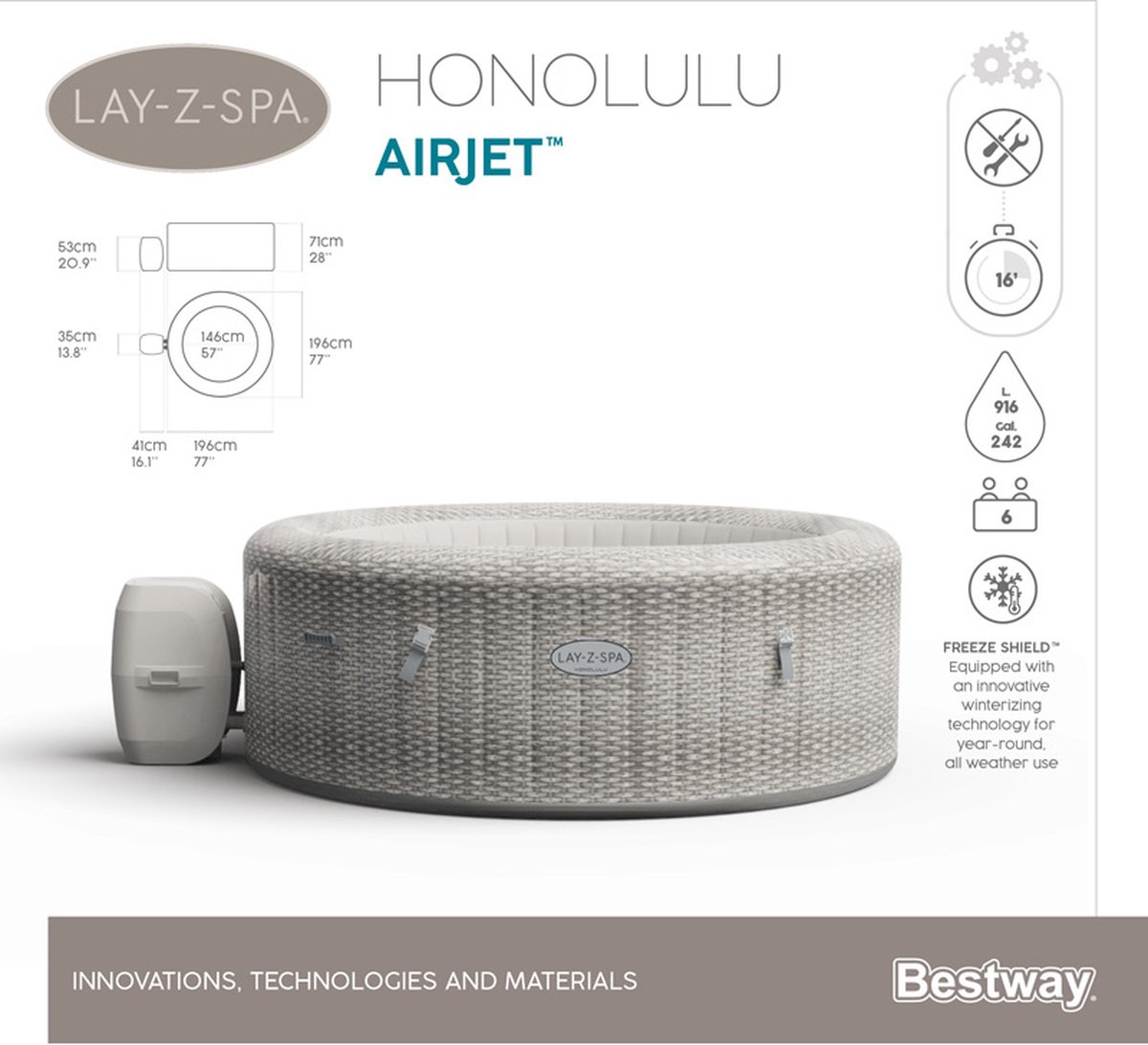 Bestway Lay-Z-Spa Honolulu Inflatable Spa