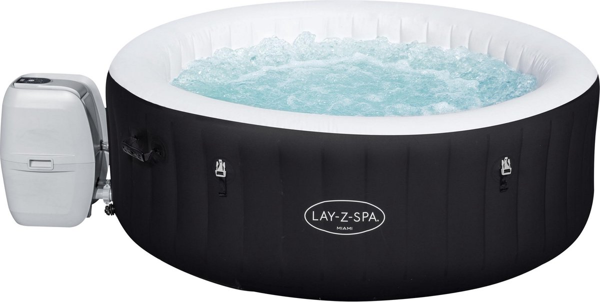 De Bestway Lay-Z-Spa Miami Opblaasbare Spa Zwart 180x66 cm in één oogopslag