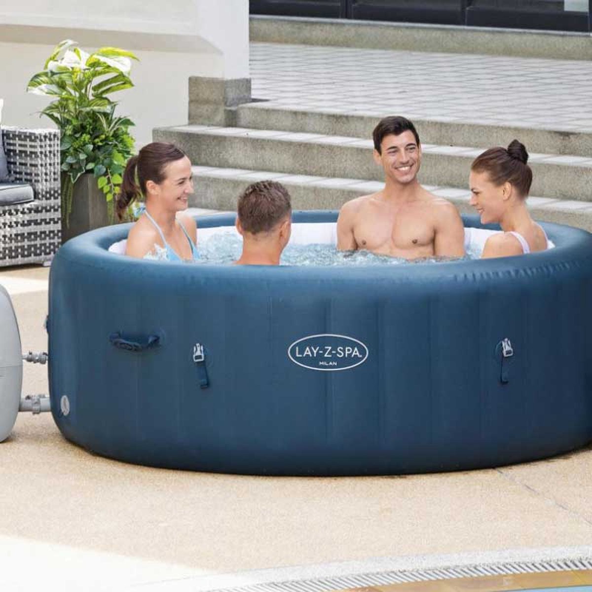 Bestway Lay-Z-Spa Milan Opblaasbare Jacuzzi 196x196 cm Bruin