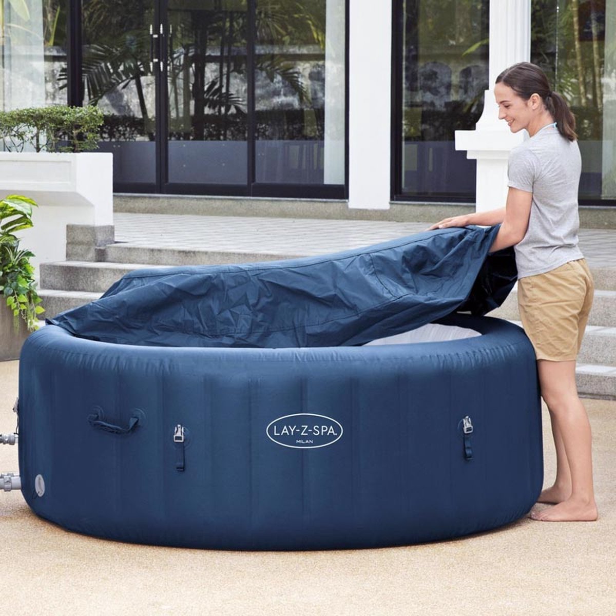 Bestway Lay-Z-Spa Milan Opblaasbare Jacuzzi 196x196 cm Bruin