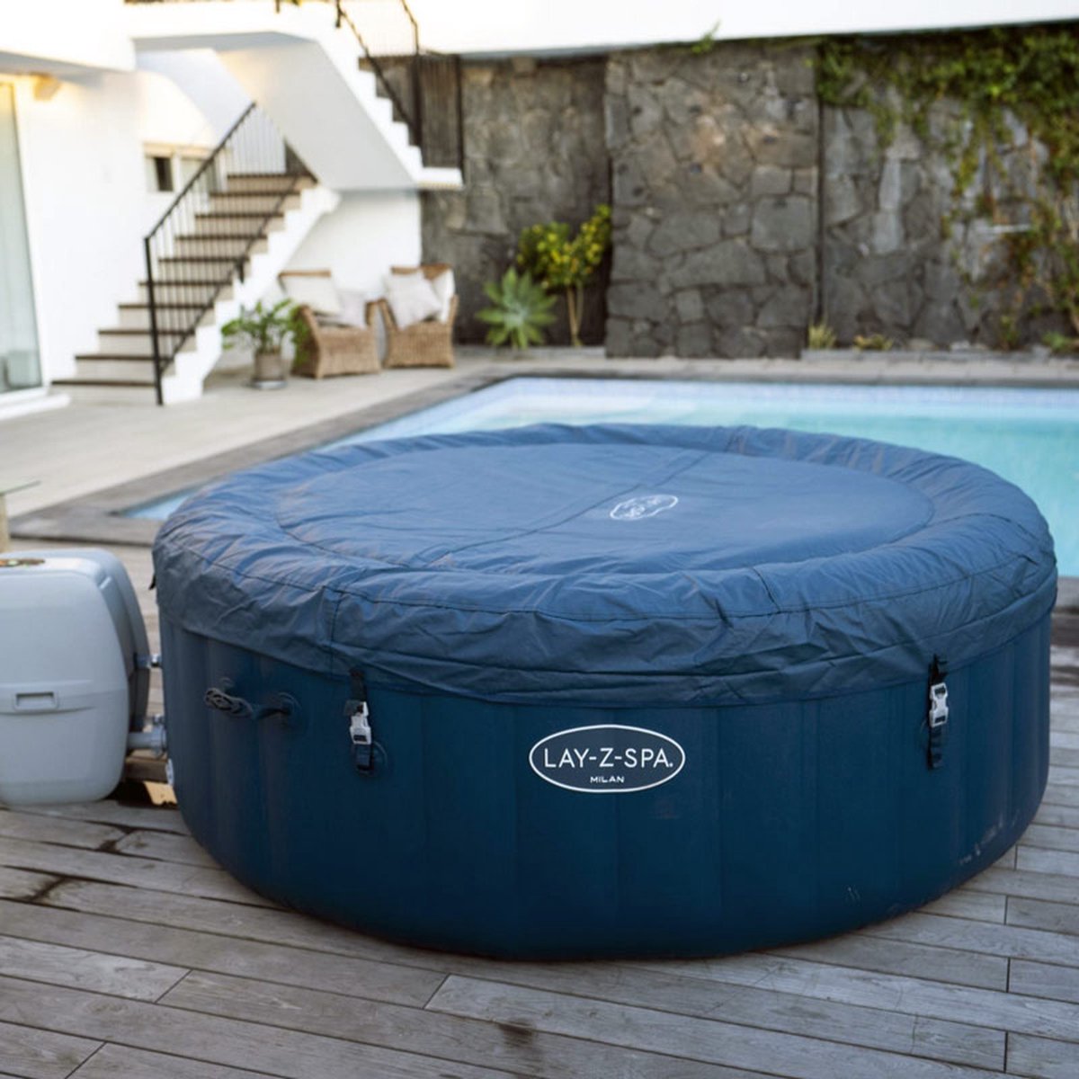 Bestway Lay-Z-Spa Milan Opblaasbare Jacuzzi 196x196 cm Bruin