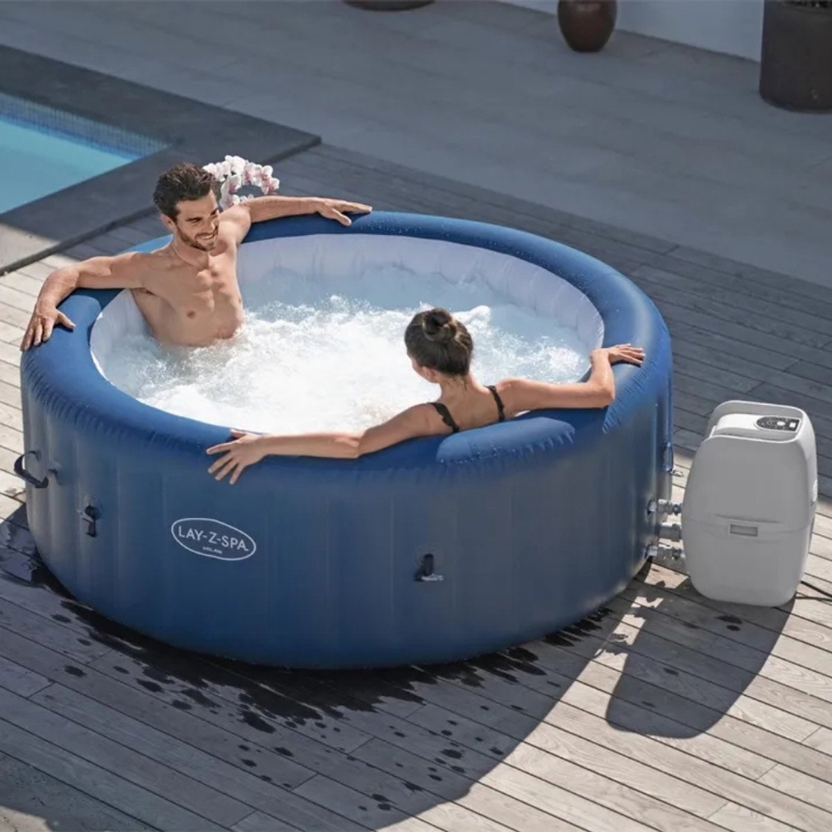 Bestway Lazy-Z Spa AirJet Plus Opblaasbare Spa Milan Ø196x71 cm