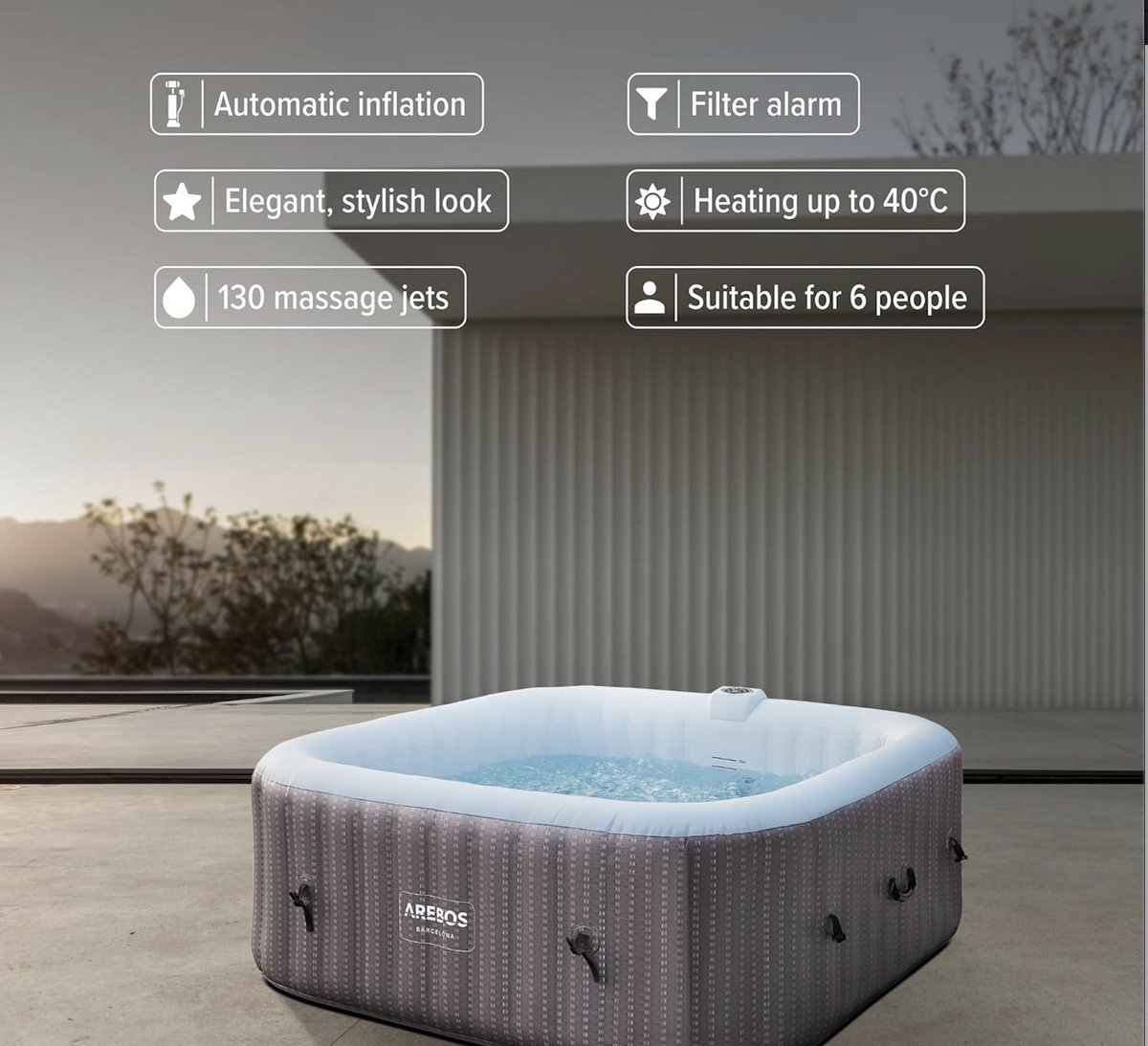 Bubble Spa Luxe Opblaasbare Jacuzzi 6 Persoons 185x185x65 cm